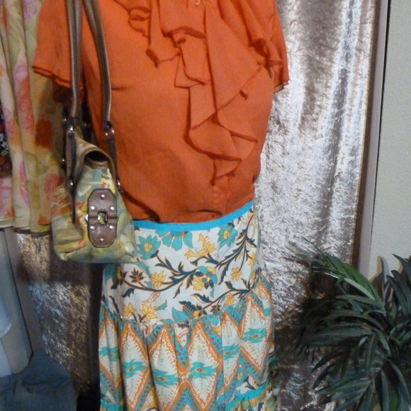 Summer Pretty Colorful Tiered Skirt  w/ zipper - Picture 2 of 6